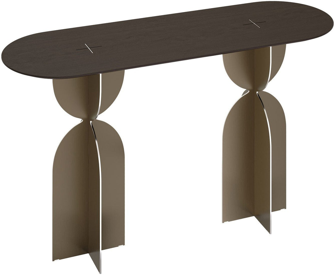 Arcadia Console Table – Brushed Bronze and Brown