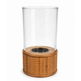 Argola Hurricane Lamp with Glass and Rattan – Open Box Return