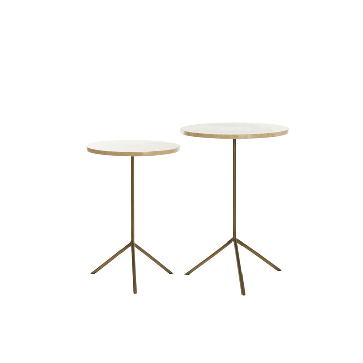 Light & Living Gimi Side Table in Antique Bronze and Cream Travertine