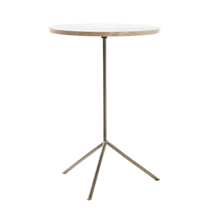 Light & Living Gimi Side Table in Antique Bronze and Cream Travertine