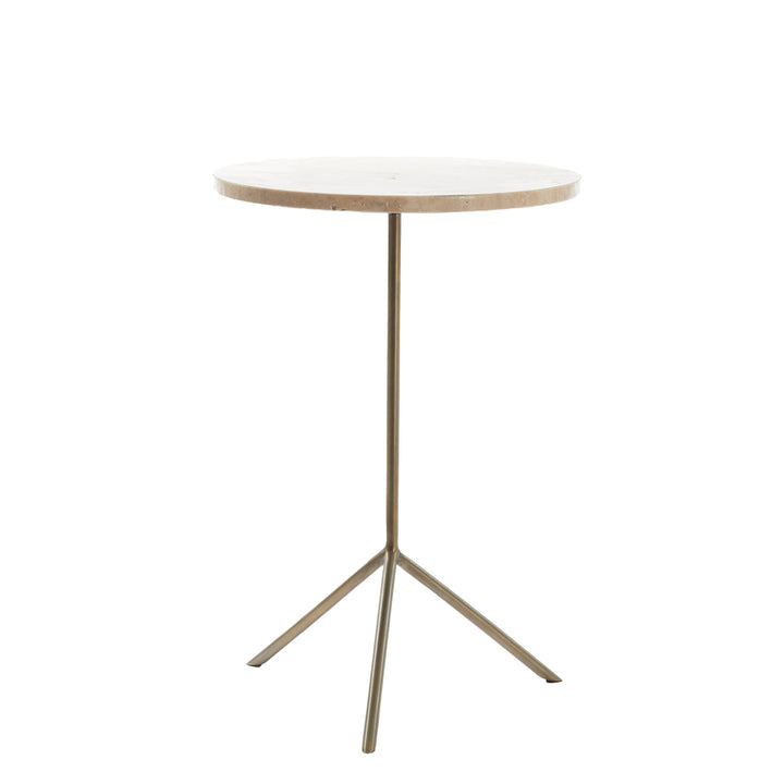 Light & Living Gimi Side Table in Antique Bronze and Cream Travertine