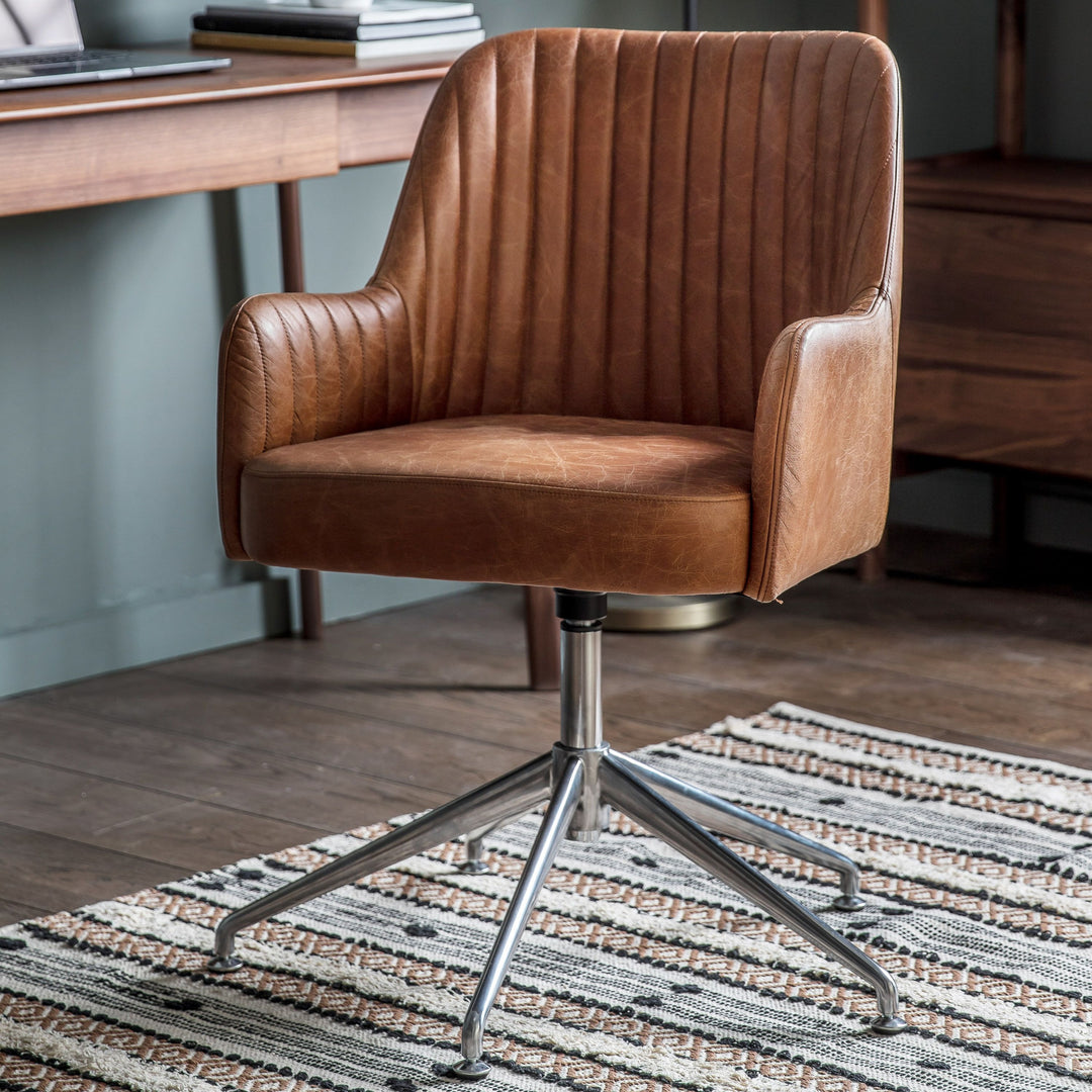 Ashcroft Swivel Chair – Vintage Brown