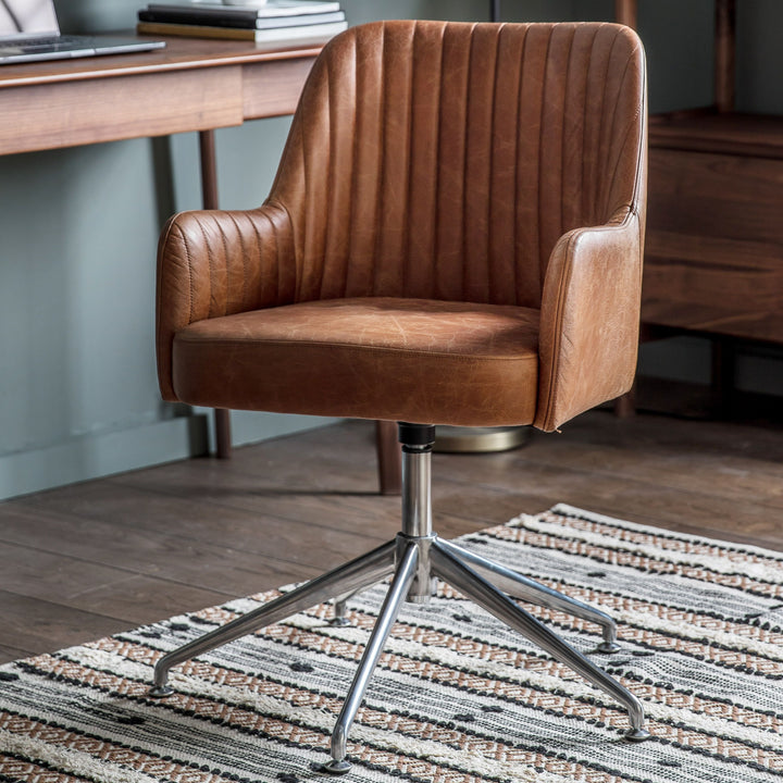 Ashcroft Swivel Chair – Vintage Brown