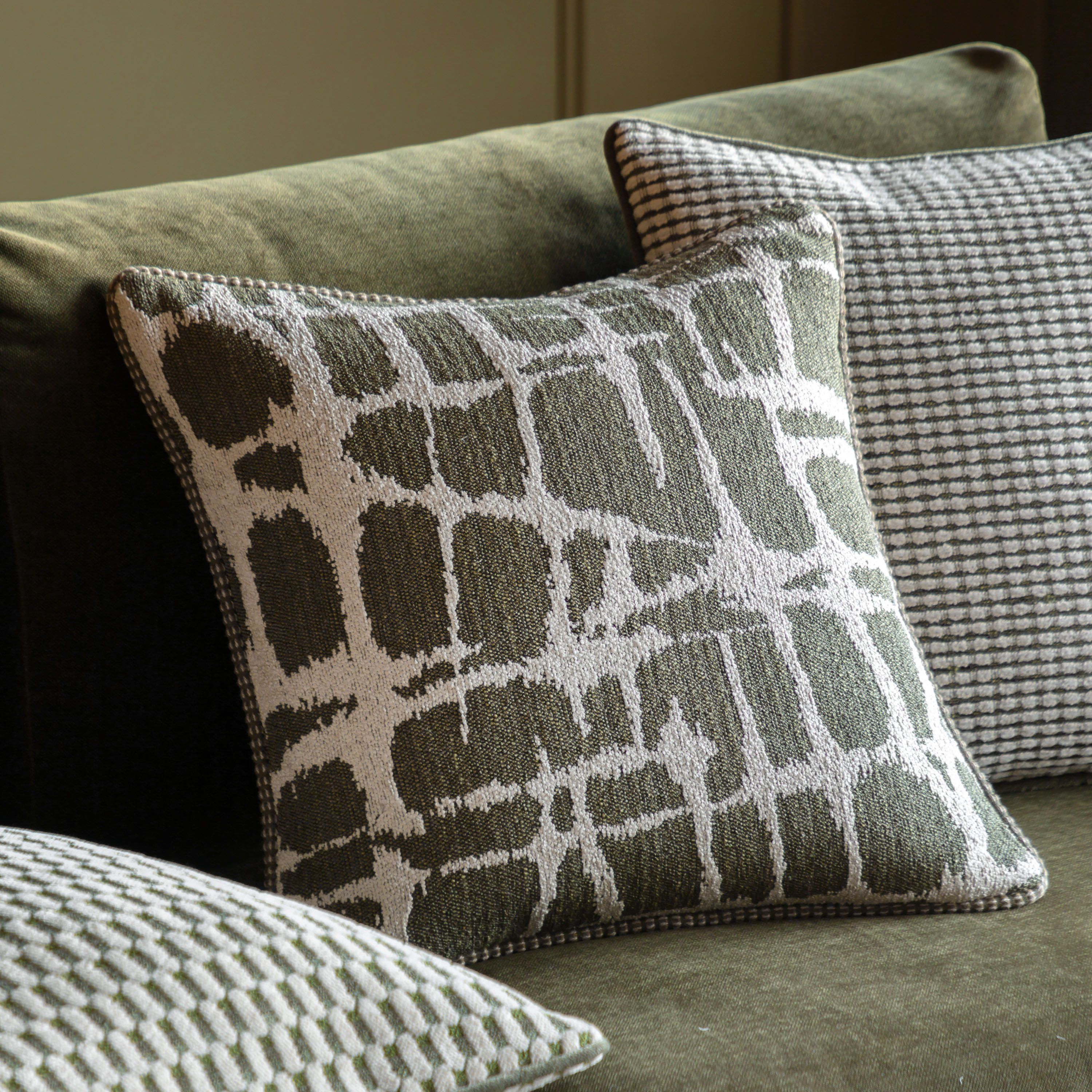 Aziza Jacquard Cushion – Olive