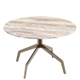 Baudillane Coffee Table with Grey Travertine and Brushed Bronze Metal Legs