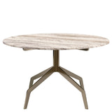 Baudillane Coffee Table with Grey Travertine and Brushed Bronze Metal Legs