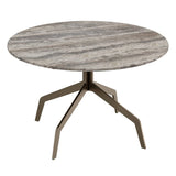 Baudillane Coffee Table with Grey Travertine and Brushed Bronze Metal Legs