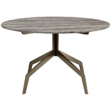 Baudillane Coffee Table with Grey Travertine and Brushed Bronze Metal Legs