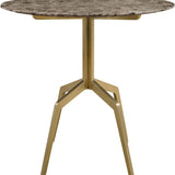 Baudillane Dining Table with Brown Marble and Brushed Gold Legs – 80cm