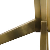 Baudillane Dining Table with Brown Marble and Brushed Gold Legs – 80cm