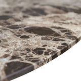 Baudillane Dining Table with Brown Marble and Brushed Gold Legs – 80cm