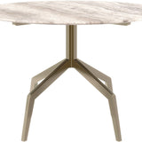 Baudillane Dining Table with Grey Travertine and Brushed Bronze Legs – 120cm