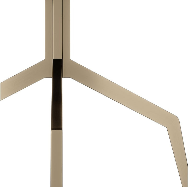 Baudillane Dining Table with Grey Travertine and Brushed Bronze Legs – 120cm