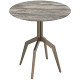 Baudillane Dining Table with Grey Travertine and Brushed Bronze Legs – 80cm