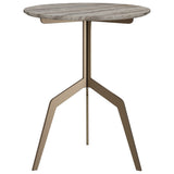 Baudillane Occasional Table with Grey Travertine and Brushed Bronze Metal Legs