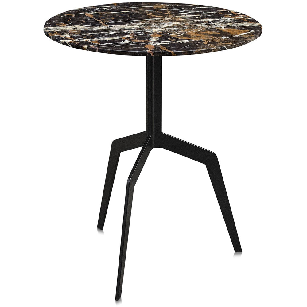 Baudillane Side Table with Black Marble and Black Metal Legs