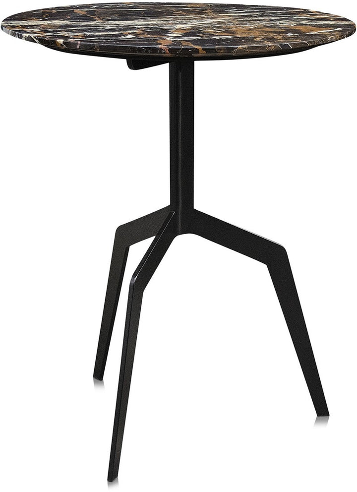 Baudillane Side Table with Black Marble and Black Metal Legs