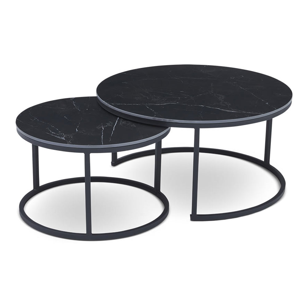 Berkeley Designs Soho Nested Coffee Table Black Marble Look Excess