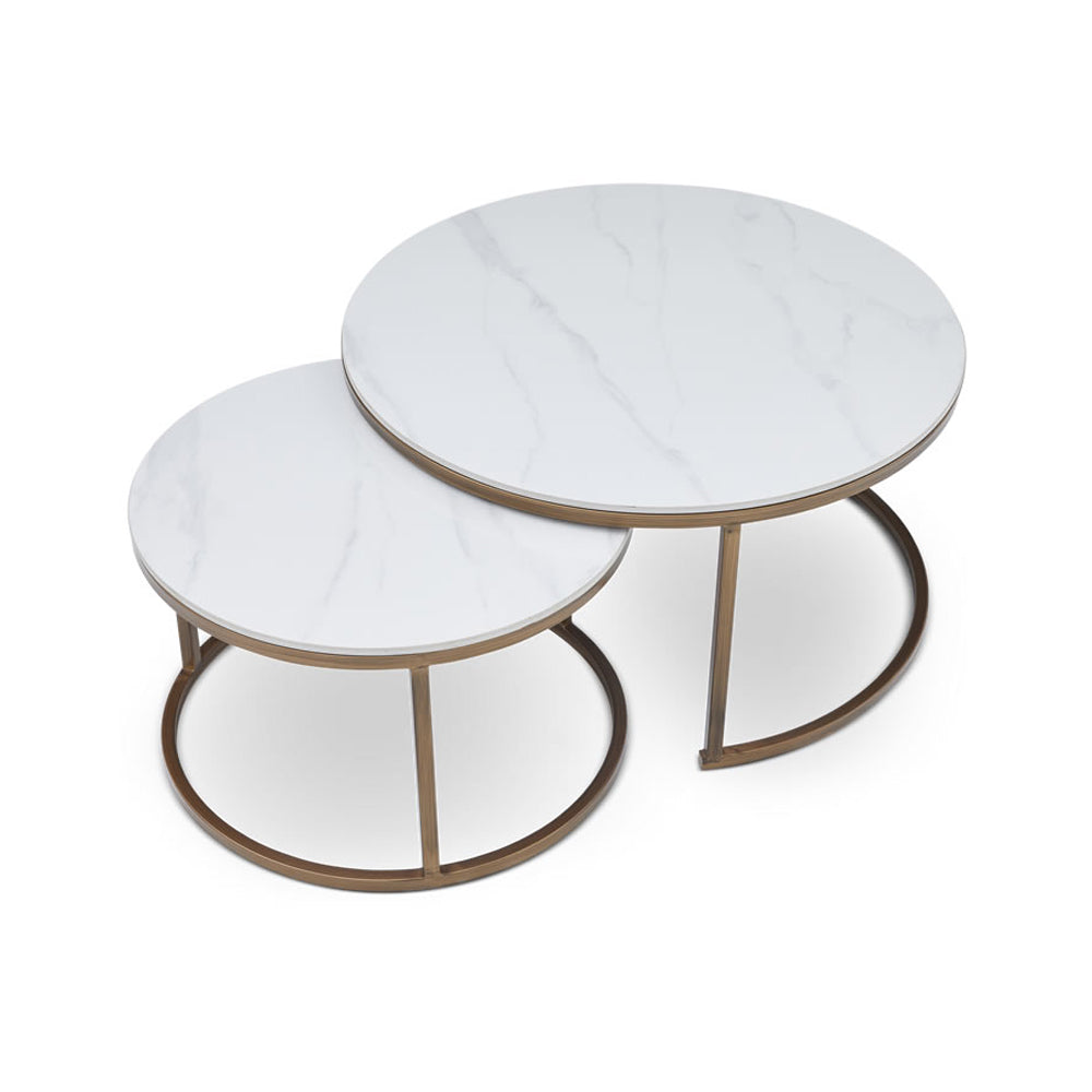 Berkeley Designs Soho Nested Coffee Table – White Marble Look