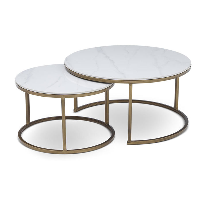 Berkeley Designs Soho Nested Coffee Table – White Marble Look