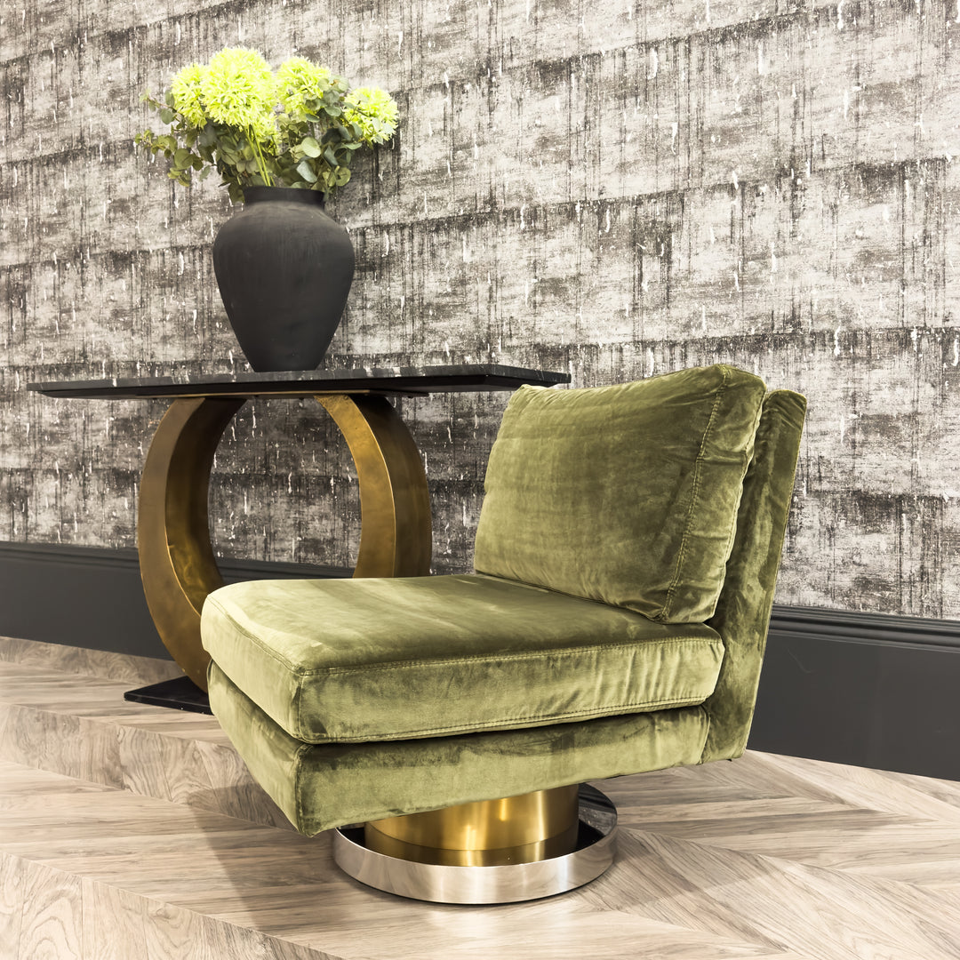 Zetta Swivel Chair in Olive Green