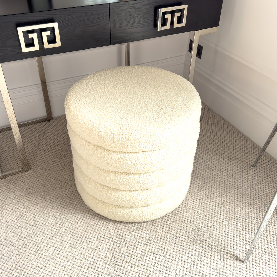 Bertram Ribbed Ottoman – Cream Boucle – Excess Stock