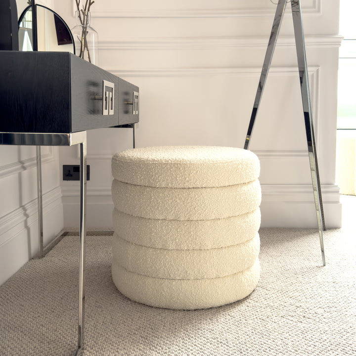 Bertram Ribbed Ottoman – Cream Boucle – Excess Stock