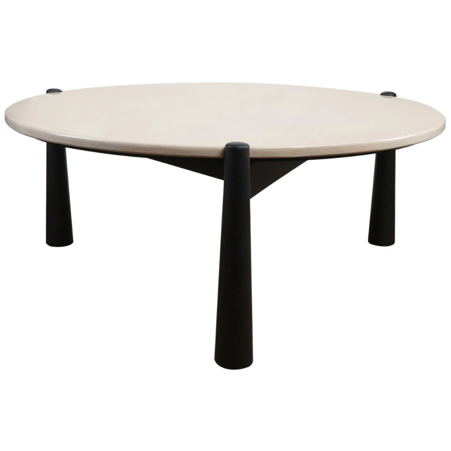 Blanche Coffee Table – Cream Marble – Black Mango Wood