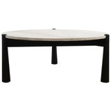 Blanche Coffee Table – Travertine – Black Mango Wood