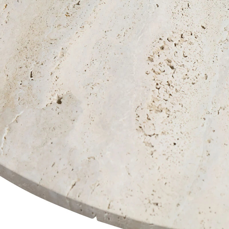 Blanche Coffee Table – Travertine – Black Mango Wood