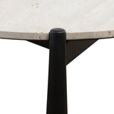 Blanche Coffee Table – Travertine – Black Mango Wood