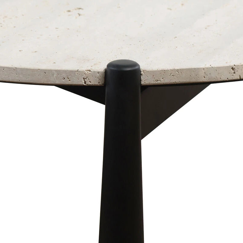 Blanche Coffee Table – Travertine – Black Mango Wood