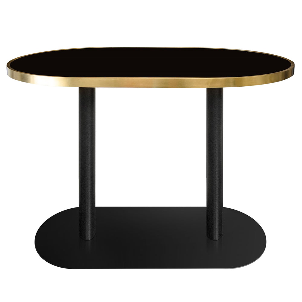 Kaisley Dining Table with Brushed Gold and Glass - 110cm