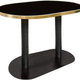 Kaisley Dining Table with Brushed Gold and Glass - 110cm
