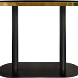 Kaisley Dining Table with Brushed Gold and Glass - 110cm