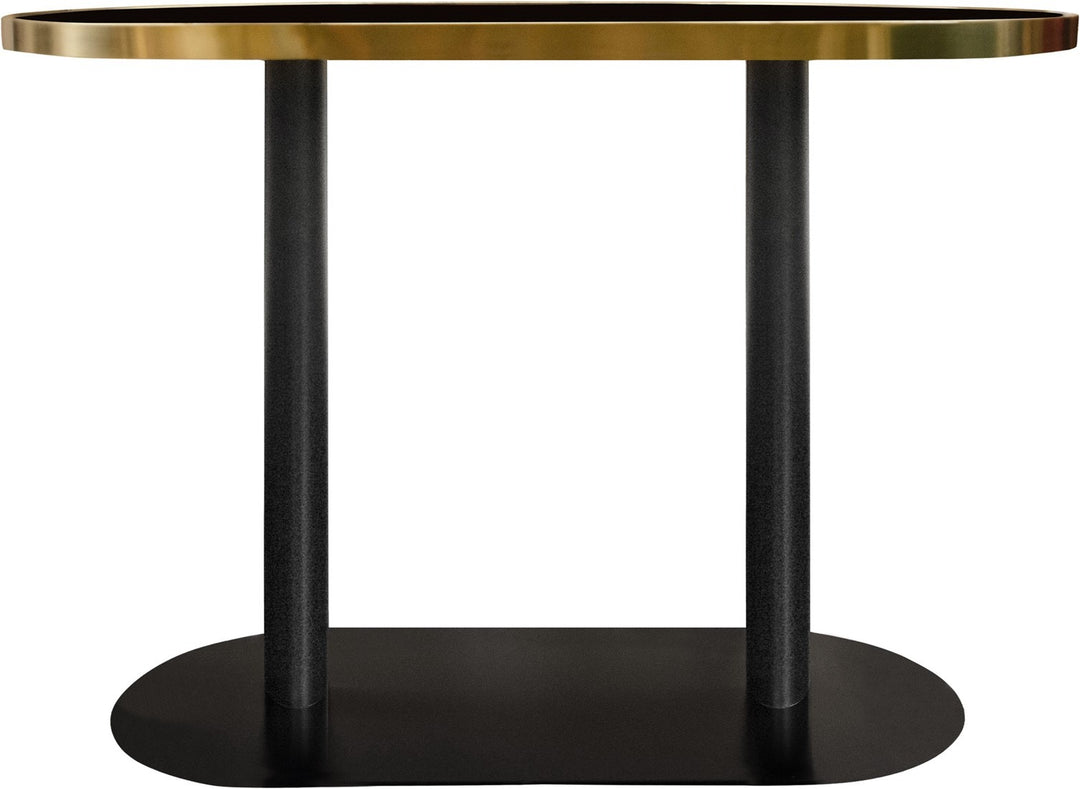 Kaisley Dining Table with Brushed Gold and Glass - 110cm