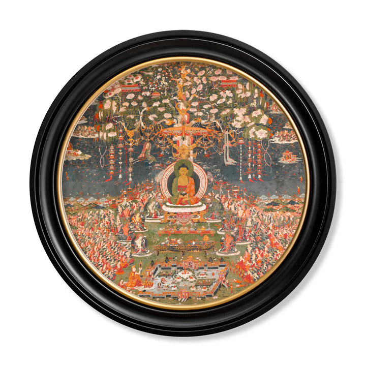 Buddha of the Western Pure Land – Oxford Round Framed Print