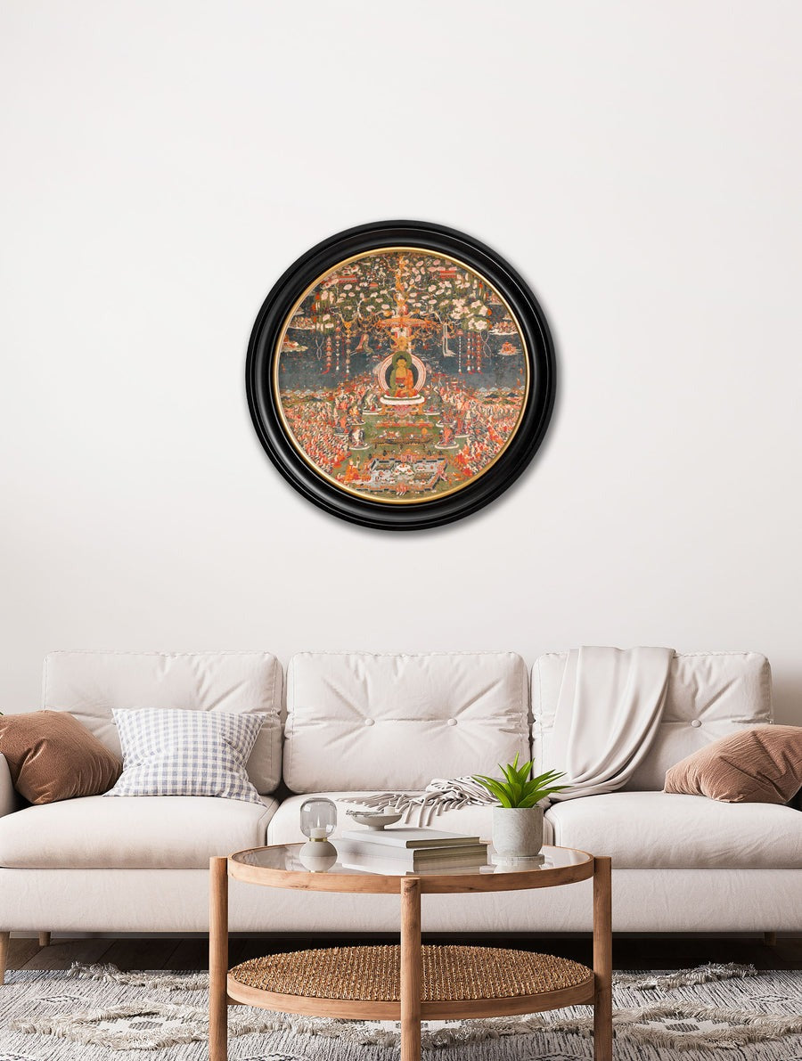Buddha of the Western Pure Land – Oxford Round Framed Print