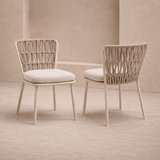 Liang & Eimil Ariana Outdoor Dining Chair – Forest Beige & Warm Ivory (CRIB 5) – Set of 2