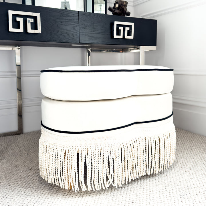 Carina Curved Ottoman with Tassels