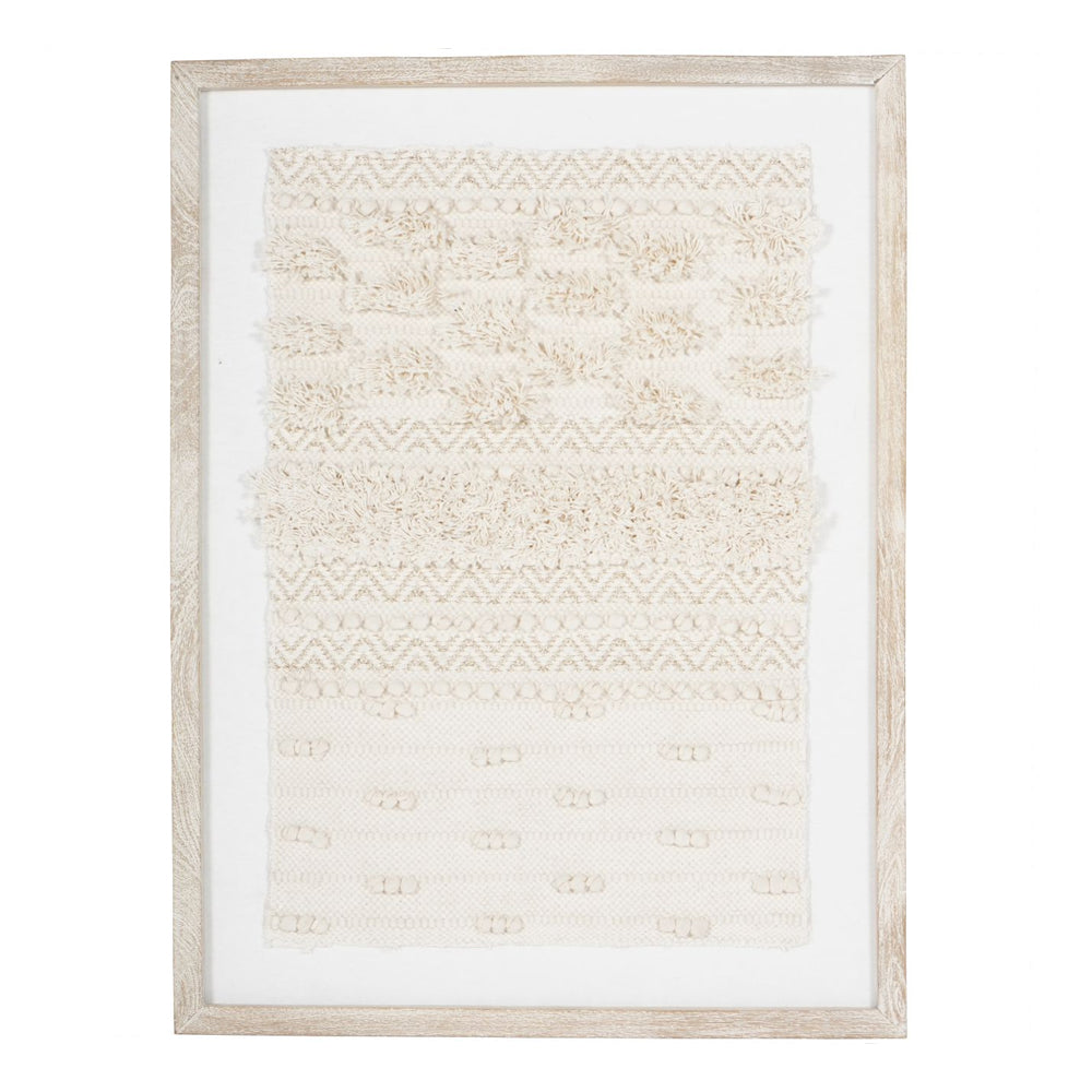 Libra Interiors Framed Handmade Rug Wall Art Off White Textured