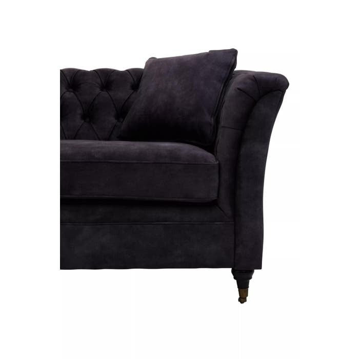 Cecilia 3-Seater Sofa – Dark Grey Velvet