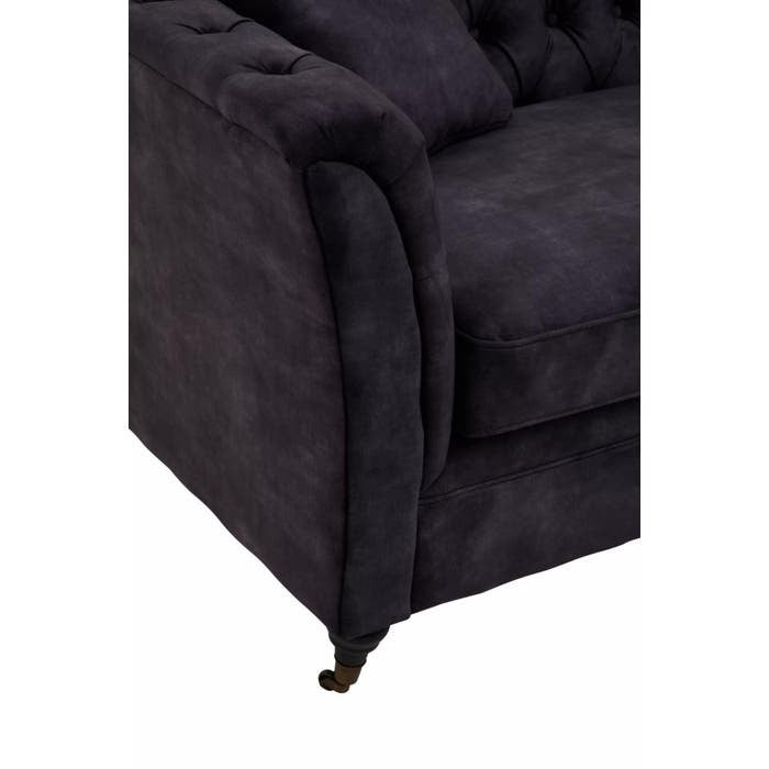 Cecilia 3-Seater Sofa – Dark Grey Velvet