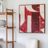 Chromatic Flow Square Abstract Canvas – Red