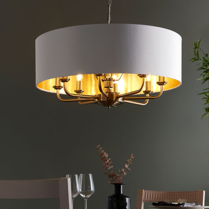 Clereleigh Pendant Light in Antique Brass – 8 Lights