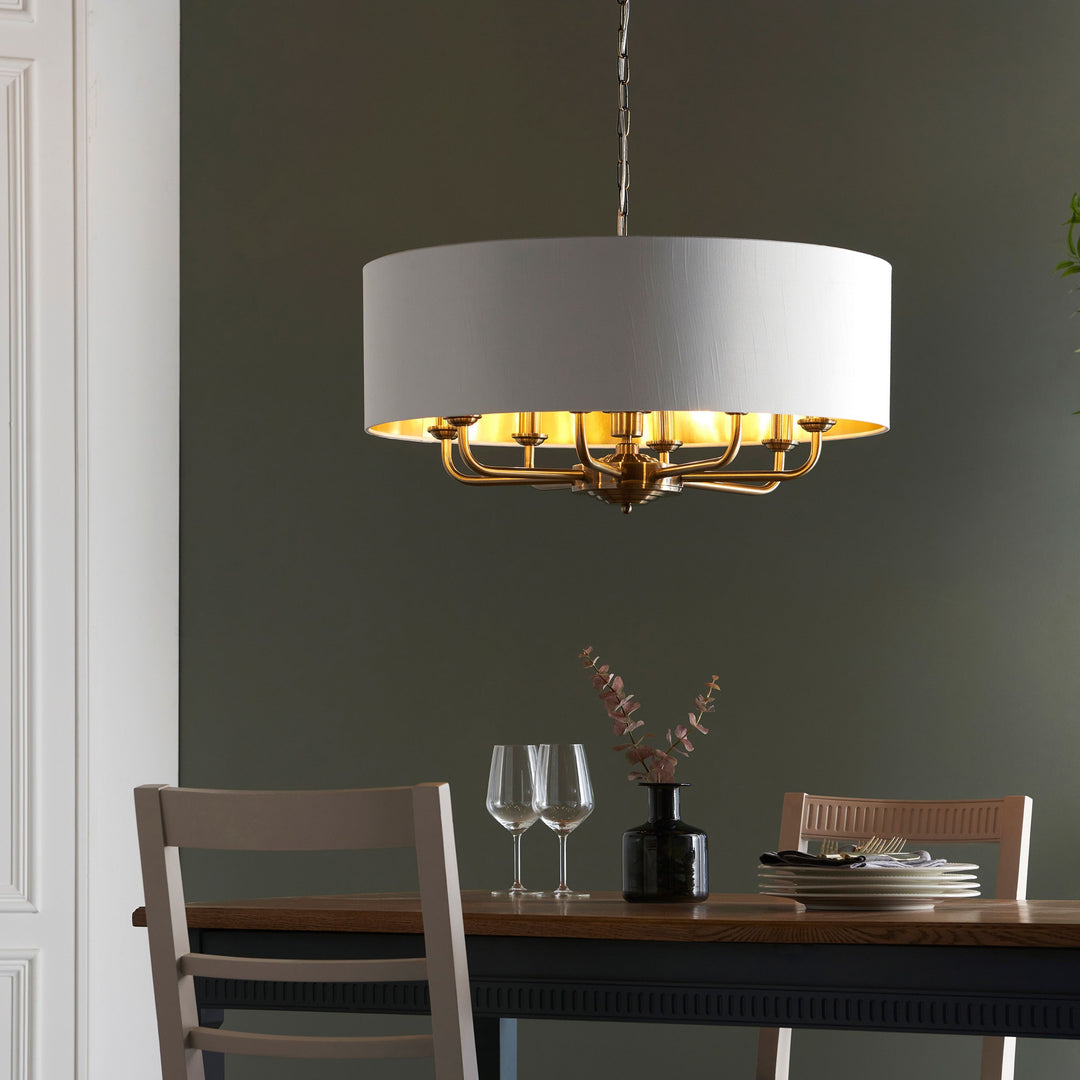 Clereleigh Pendant Light in Antique Brass – 8 Lights