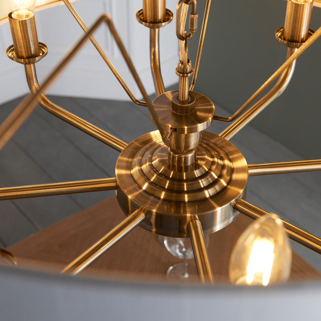 Clereleigh Pendant Light in Antique Brass – 8 Lights