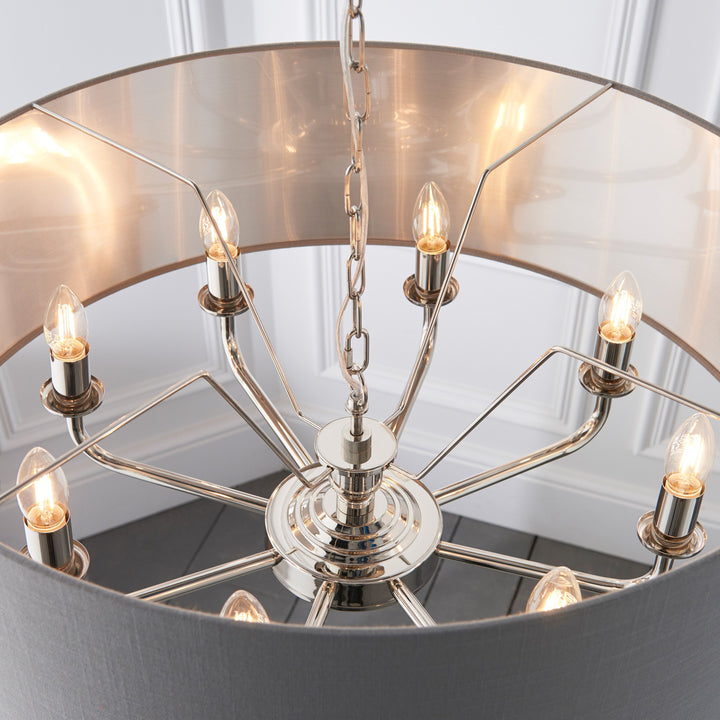 Clereleigh Pendant Light in Nickel – 8 Lights