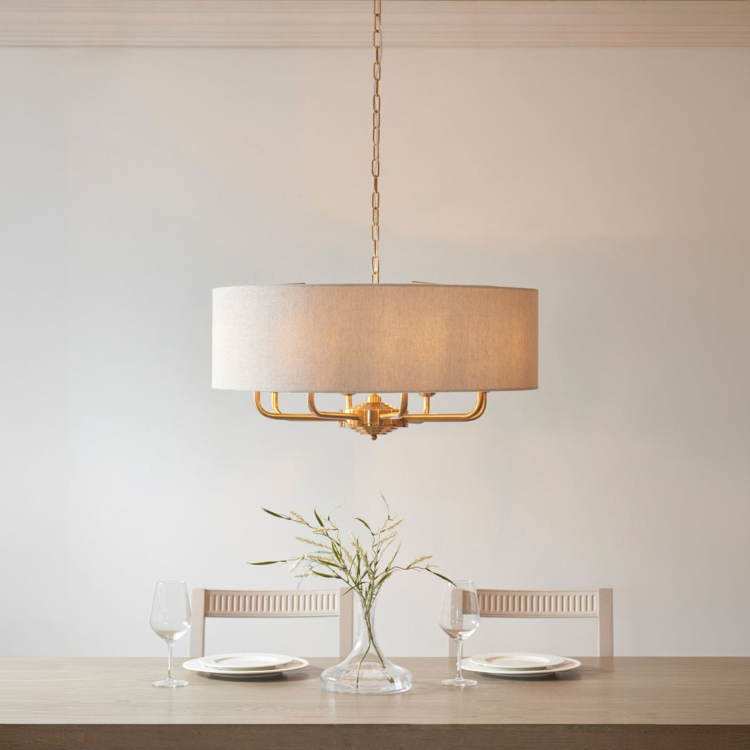 Clereleigh Pendant Light in Vintage Brass – 8 Lights