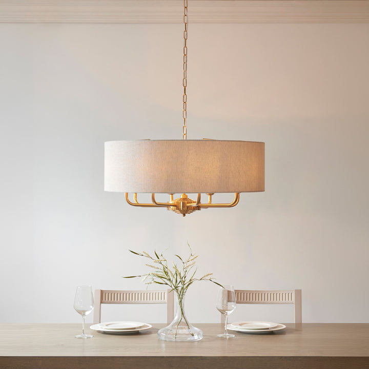 Clereleigh Pendant Light in Vintage Brass – 8 Lights